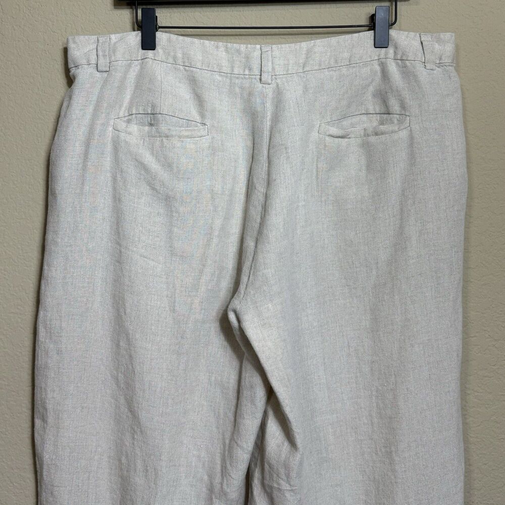 Eileen Fisher 100% Organic Linen Cream Wide Leg Trouser Pants Size L Lagenlook - Picture 11 of 12